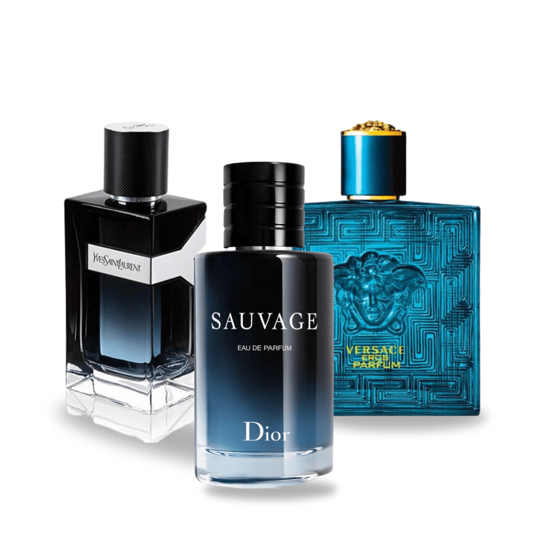 Combo Black Friday com 3 perfumes: Dior Sauvage, Yves Saint Laurent Y Men e Versace Eros - 100ml