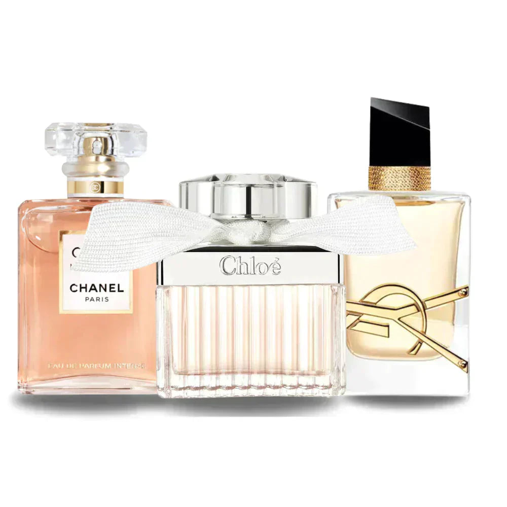 BLACK FRIDAY Combo com 3 perfumes: Chanel COCO MADEMOISELLE, Yves Saint Laurent LIBRE e CHLOÉ - 100ml