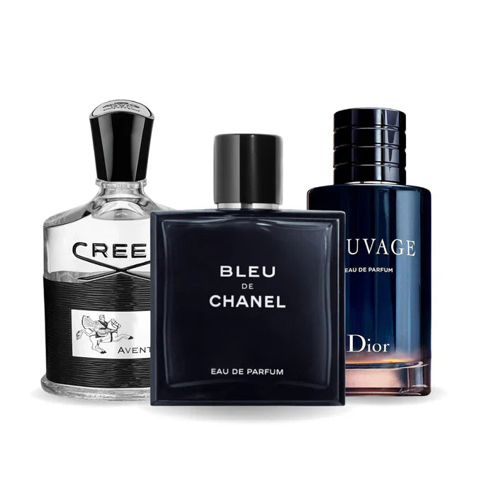 BLACK FRIDAY Combo de 3 Perfumes: Creed AVENTUS, Chanel BLEU DE CHANEL y Dior SAUVAGE 100ml